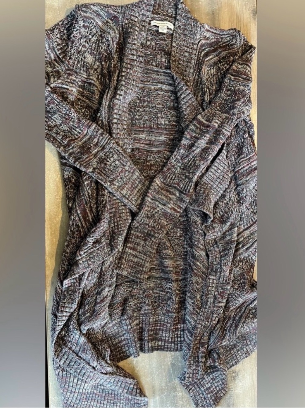 Cozy Open-Front Multi-Tone Knit Cardigan - Multi Colour